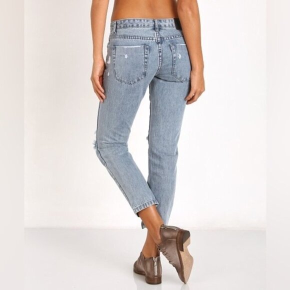 One Teaspoon Freebirds Skinny Jeans Distressed Denim ankle Zip Lowrise acid wash - Picture 16 of 16